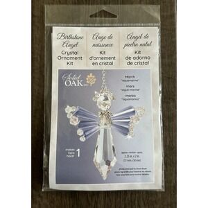 Solid Oak Birthstone Angel Crystal Suncatcher Ornament Kit-March/Aquamarine
